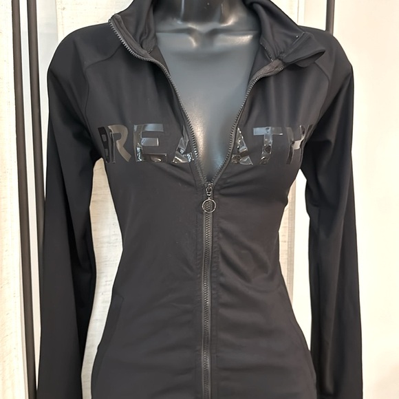 Missguided Black Active Workout Stretch long sleeve zip up jacket top 4 - Picture 8 of 9